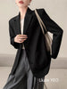 Women's Blazer Jacket with a Relaxed Fit and Long Sleeves in Black or Gray
