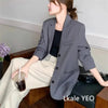 Women's Blazer Jacket with a Relaxed Fit and Long Sleeves in Black or Gray