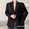 Women's Blazer Jacket with a Relaxed Fit and Long Sleeves in Black or Gray