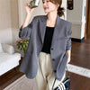 Women's Blazer Jacket with a Relaxed Fit and Long Sleeves in Black or Gray