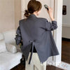 Women's Blazer Jacket with a Relaxed Fit and Long Sleeves in Black or Gray