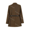 Women's Belted Double-Breasted Blazer Coat with Notched Lapels in Gray or Dark Brown