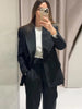 Women's Double-Breasted Blazer Jacket with Notched Lapels for Autumn