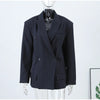Women's Double-Breasted Blazer Jacket with Notched Lapels for Autumn