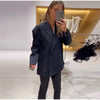 Women's Double-Breasted Blazer Jacket with Notched Lapels for Autumn