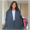 Women's Double-Breasted Blazer Jacket with Notched Lapels for Autumn