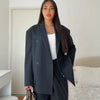 Women's Double-Breasted Blazer Jacket with Notched Lapels for Autumn