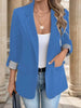 Women's Single-Button Blazer with a Turn-Down Collar and Spliced Detail in Five Colors