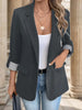 Women's Single-Button Blazer with a Turn-Down Collar and Spliced Detail in Five Colors