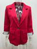 Women's Single-Button Blazer with a Turn-Down Collar and Spliced Detail in Five Colors