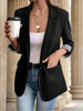 Women's Single-Button Blazer with a Turn-Down Collar and Spliced Detail in Five Colors