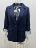 Women's Single-Button Blazer with a Turn-Down Collar and Spliced Detail in Five Colors