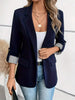 Women's Single-Button Blazer with a Turn-Down Collar and Spliced Detail in Five Colors