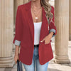 Women's Single-Button Blazer with a Turn-Down Collar and Spliced Detail in Five Colors