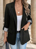 Women's Single-Button Blazer with a Turn-Down Collar and Spliced Detail in Five Colors