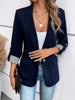 Women's Single-Button Blazer with a Turn-Down Collar and Spliced Detail in Five Colors