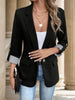 Women's Single-Button Blazer with a Turn-Down Collar and Spliced Detail in Five Colors