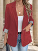 Women's Single-Button Blazer with a Turn-Down Collar and Spliced Detail in Five Colors