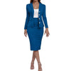 Women's Two-Piece Suit Set with a Long-Sleeve Blazer and Pencil Skirt