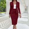Women's Two-Piece Suit Set with a Long-Sleeve Blazer and Pencil Skirt