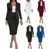 Women's Two-Piece Suit Set with a Long-Sleeve Blazer and Pencil Skirt