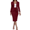 Women's Two-Piece Suit Set with a Long-Sleeve Blazer and Pencil Skirt