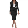 Women's Two-Piece Suit Set with a Long-Sleeve Blazer and Pencil Skirt