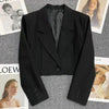 Women's Cropped Blazer with Single-Button Closure and Notched Lapels