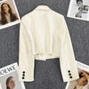 Women's Cropped Blazer with Single-Button Closure and Notched Lapels
