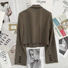 Women's Cropped Blazer with Single-Button Closure and Notched Lapels
