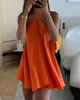 Women's Halter Mini Dress, Sleeveless Flowy Fit with Open Tie Back for Summer