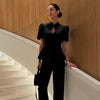 Women's Slim-Fit Short-Sleeve Blazer with a Stand Collar