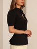 Women's Slim-Fit Short-Sleeve Blazer with a Stand Collar