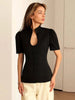 Women's Slim-Fit Short-Sleeve Blazer with a Stand Collar