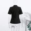 Women's Slim-Fit Short-Sleeve Blazer with a Stand Collar