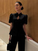 Women's Slim-Fit Short-Sleeve Blazer with a Stand Collar
