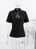 Women's Slim-Fit Short-Sleeve Blazer with a Stand Collar