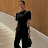 Women's Slim-Fit Short-Sleeve Blazer with a Stand Collar