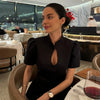 Women's Slim-Fit Short-Sleeve Blazer with a Stand Collar