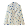 Women's Loose-Fit Floral Blazer with a Tie-Waist Sash and Front Pockets for Spring and Autumn
