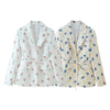 Women's Loose-Fit Floral Blazer with a Tie-Waist Sash and Front Pockets for Spring and Autumn