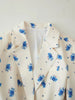 Women's Loose-Fit Floral Blazer with a Tie-Waist Sash and Front Pockets for Spring and Autumn