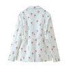 Women's Loose-Fit Floral Blazer with a Tie-Waist Sash and Front Pockets for Spring and Autumn