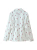 Women's Loose-Fit Floral Blazer with a Tie-Waist Sash and Front Pockets for Spring and Autumn