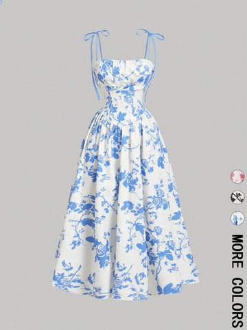 Women's Print Spaghetti Strap Summer Dress Casual A-Line