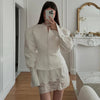 Women's Waist-Cinched V-Neck Blazer with Long Sleeves in Black Blue or White