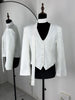 Women's Single-Breasted V-Neck Blazer with a Cinched Waist and Long Sleeves
