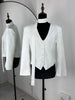 Women's Single-Breasted V-Neck Blazer with a Cinched Waist and Long Sleeves