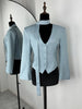 Women's Single-Breasted V-Neck Blazer with a Cinched Waist and Long Sleeves