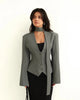 Women's Single-Breasted V-Neck Blazer with a Cinched Waist and Long Sleeves